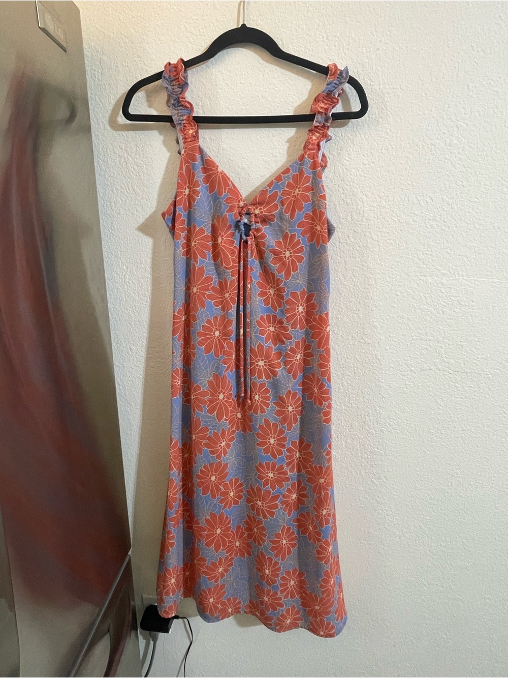 Sienna Sky Coral Floral Tie-Front Midi Dress on Lavender